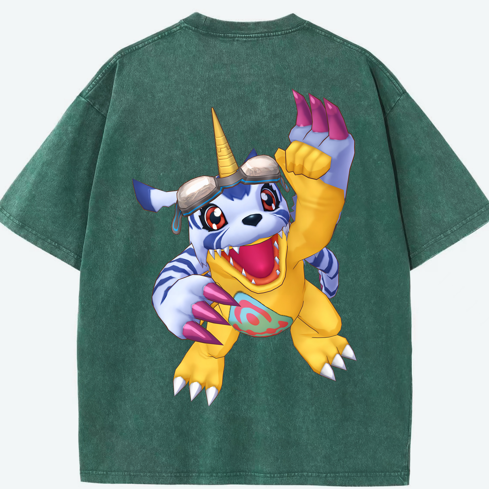 （画像用） Digimon デジタルモンスター/デジモン 綿100% ヴィンテージ風 半袖Tシャツ（背面プリント）